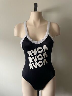 RVCA Cheeky One Piece Swimsuit Bathing Swim Suit Triple Logo Size Medium